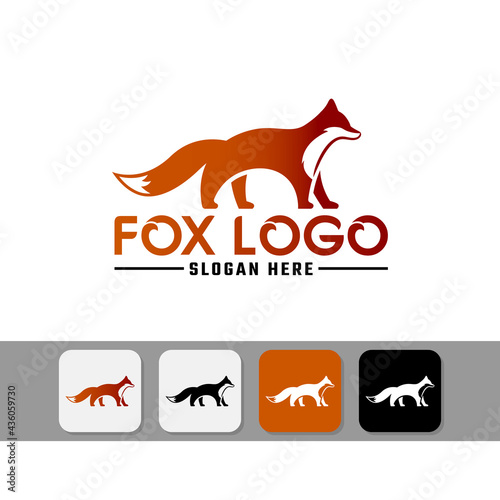 Modern Fox Silhouette in Orange Color Logo Design. Suitable to be used as a mascot for digital applications, brands, or company logos. Simple and flat design.
