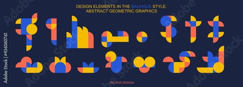 Design elements in the bauhaus style. Abstract decorative figures. Contemporary geometric shapes. Vector
