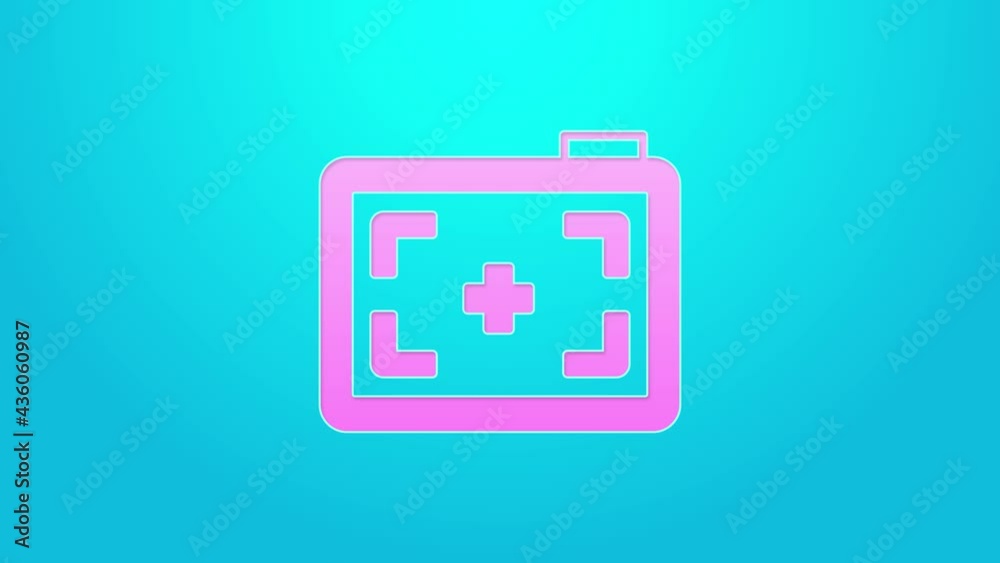 Pink line Photo camera icon isolated on blue background. Foto camera. Digital photography. 4K Video motion graphic animation Pink line Photo camera icon isolated on blue background. Foto camera. Digital photography. 4K Video motion graphic animation