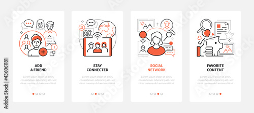 Social media - modern line design style web banners