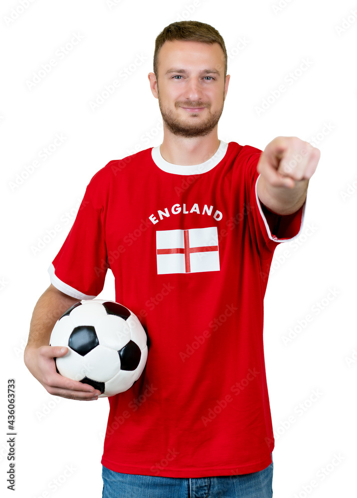 Football fan from England with ball