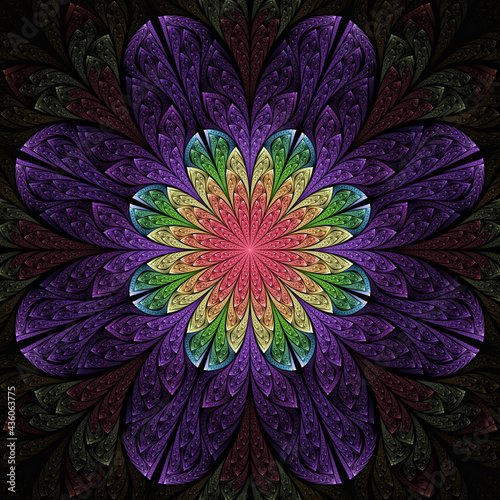 3d effect - abstract colorful fractal floral pattern