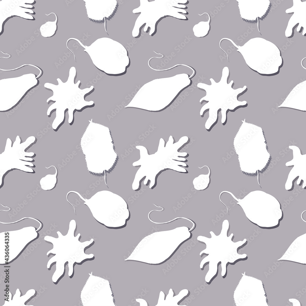 Seamless background of silhouettes protozoa microorganismus cut out from paper Seamless background of silhouettes protozoa microorganismus cut out from paper