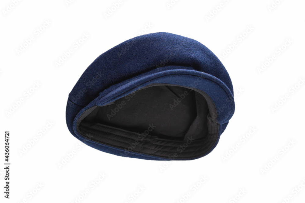 Naklejka premium Female blue hat with a visor isolated on white.