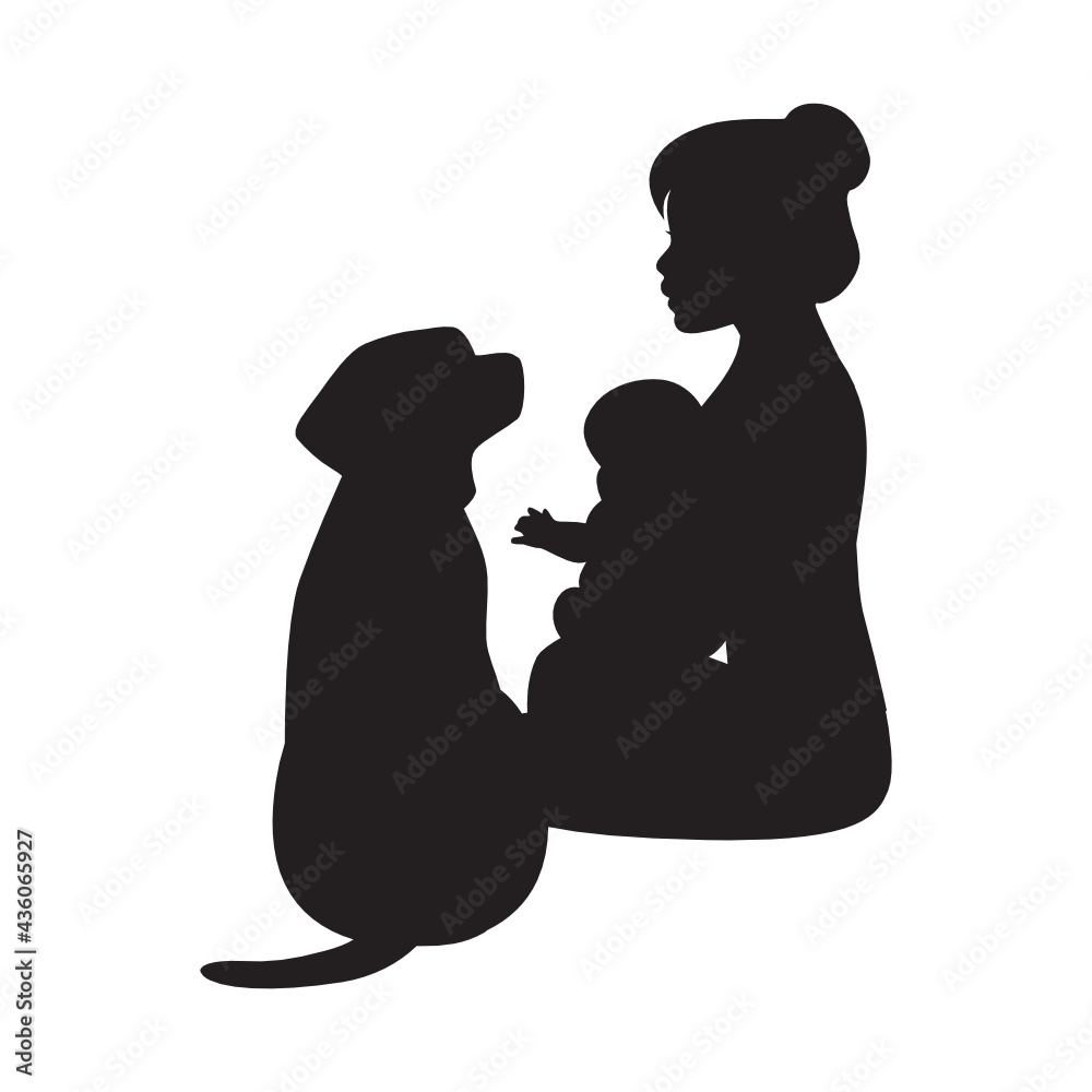 woman with baby and dog