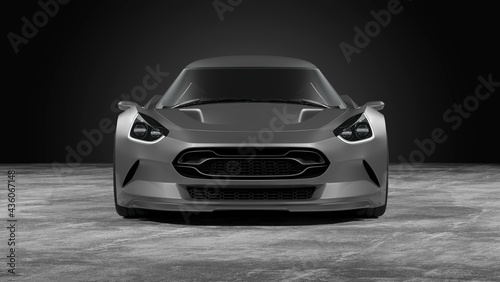 3D rendering of a brand-less generic concept car