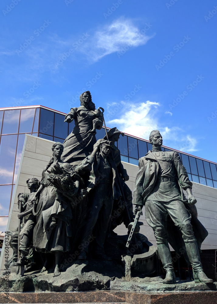 The monument of the Great Patriotic War is dedicated to the workers of the rear, Russia, city of Belgorod village of Prokhorovka May 23, 2021