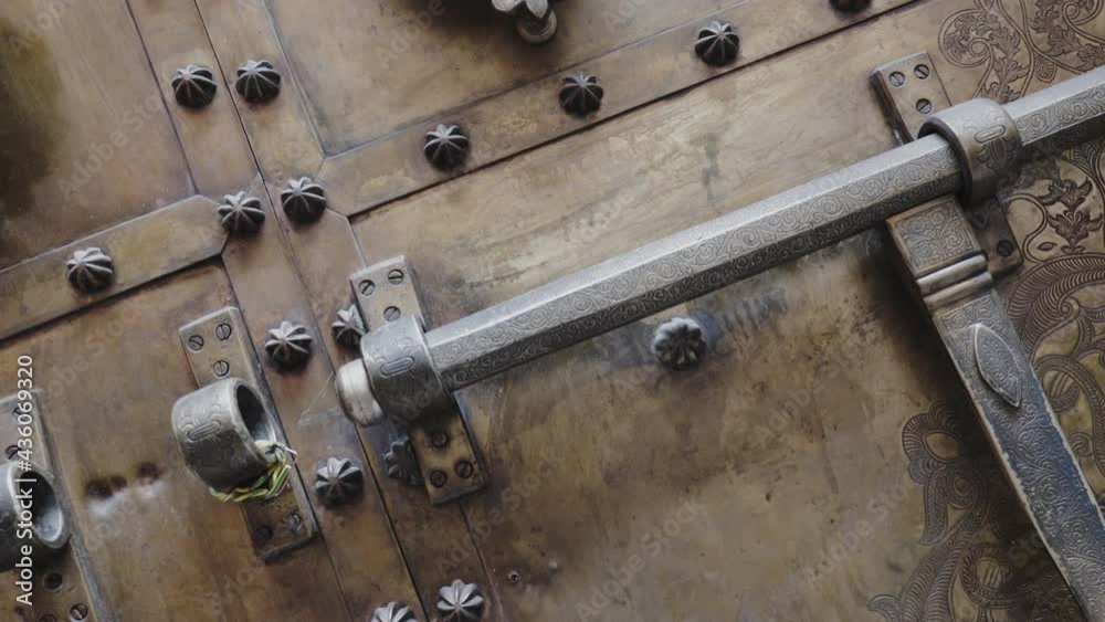 Iron brass door lock, traditional Moroccan Islamic geometric design. Intricate handmade metalwork. Iron brass door lock, traditional Moroccan Islamic geometric design. Intricate handmade metalwork.