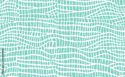 Abstract modern crocodile leather seamless pattern. Animals trendy background. Blue and white decorative vector illustration for print, fabric, textile. Modern ornament of stylized alligator skin