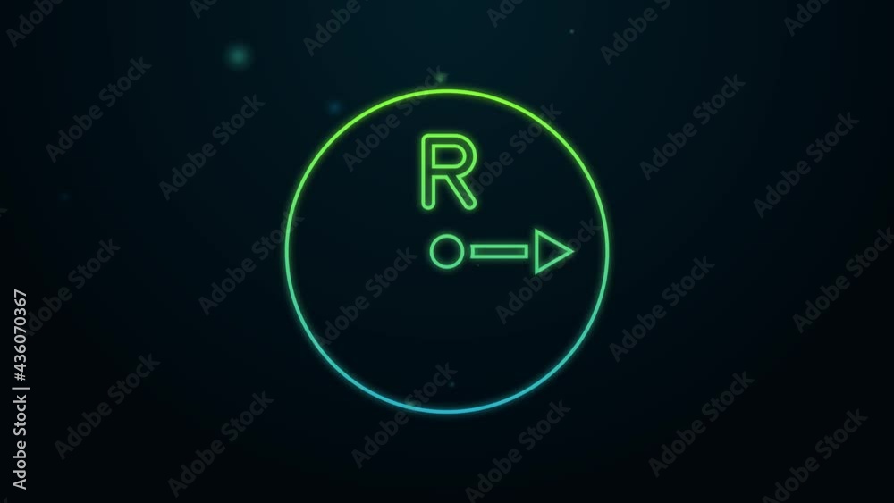 Glowing neon line Radius icon isolated on black background. 4K Video motion graphic animation Glowing neon line Radius icon isolated on black background. 4K Video motion graphic animation
