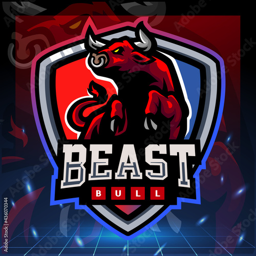 Beast bull mascot. esport logo design