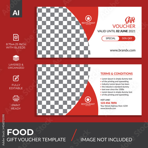 Gift voucher vector template design and a place for the image