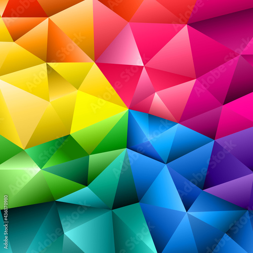 Polygonal rainbow mosaic background. Abstract low poly vector illustration. Triangular pattern in halftone style. Template geometric business design with triangle for poster  banner  card  flyer