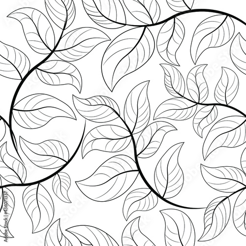 silhouettes of plants. Seamless pattern with wild herbs and grasses. Floral background designs. leaves and herbs vector illustration. © katharina