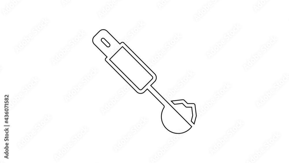 Black line Measuring spoon icon isolated on white background. 4K Video motion graphic animation
