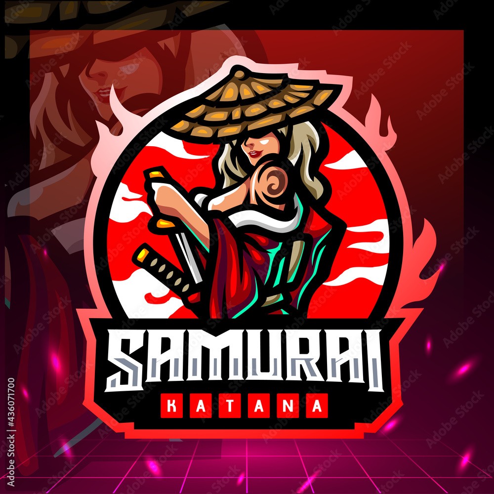 Samurai girls mascot. esport logo design