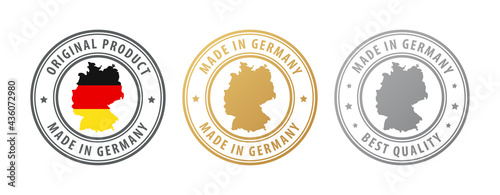 Made in Germany - set of stamps with map and flag. Best quality. Original product.