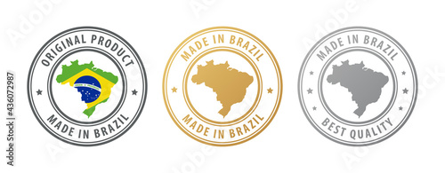 Made in Brazil - set of stamps with map and flag. Best quality. Original product.