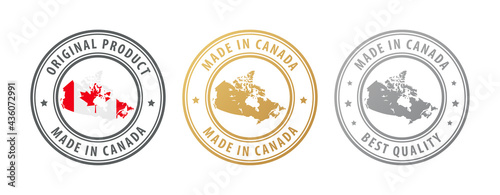 Made in Canada - set of stamps with map and flag. Best quality. Original product.