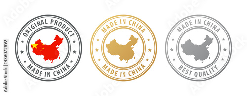 Made in China - set of stamps with map and flag. Best quality. Original product.