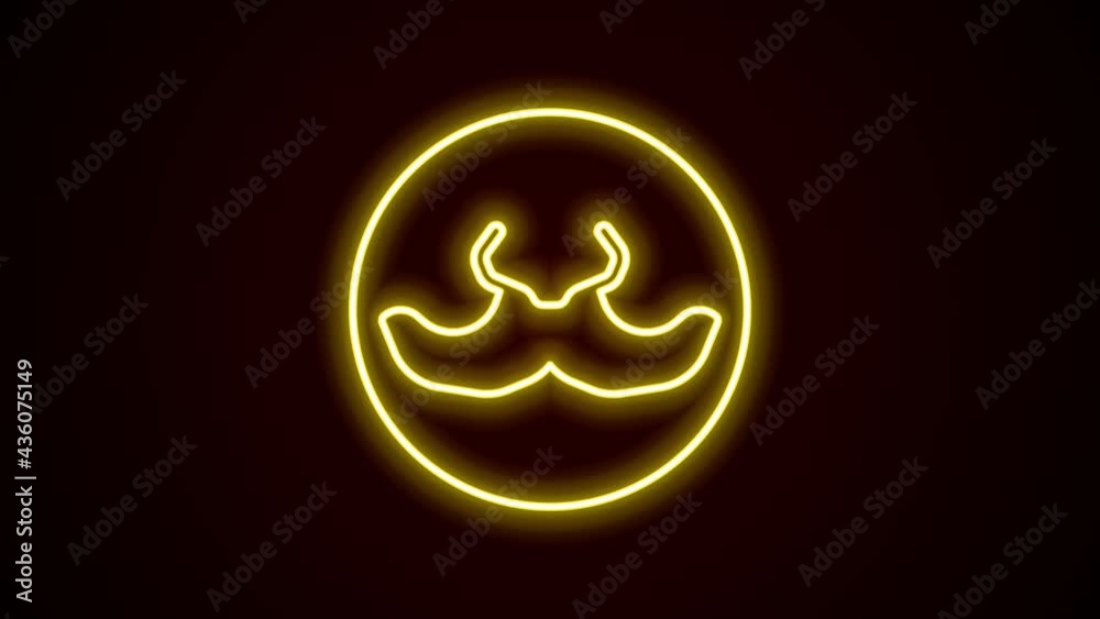 Glowing neon line Mustache icon isolated on black background. Barbershop symbol. Facial hair style. 4K Video motion graphic animation Glowing neon line Mustache icon isolated on black background. Barbershop symbol. Facial hair style. 4K Video motion graphic animation