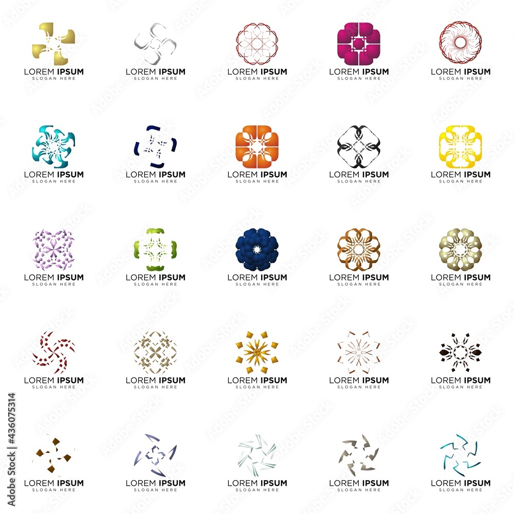 set a full color modern abstract logo designs