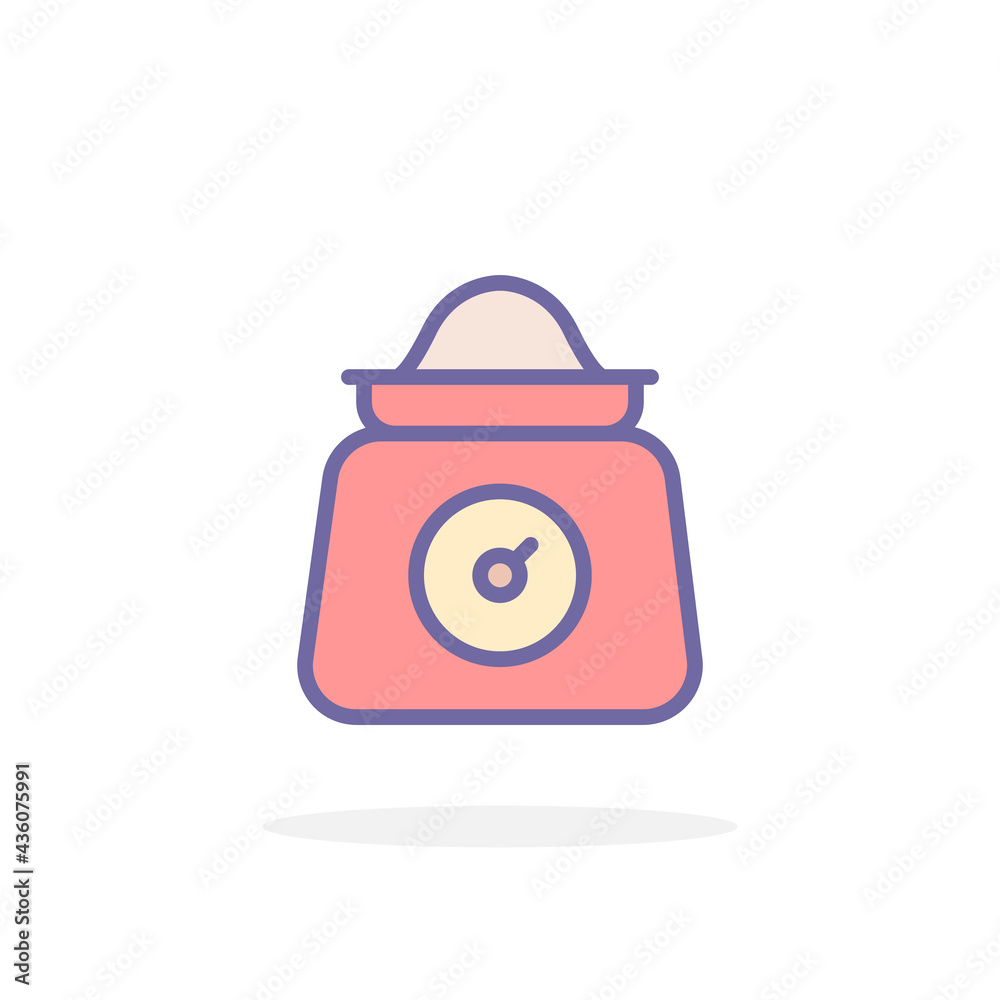 Kitchen scales icon in filled outline style.