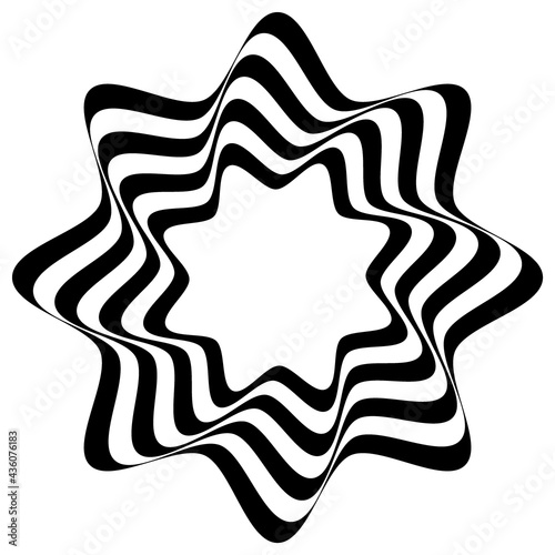 optical art circle wave abstract design background black and white photo