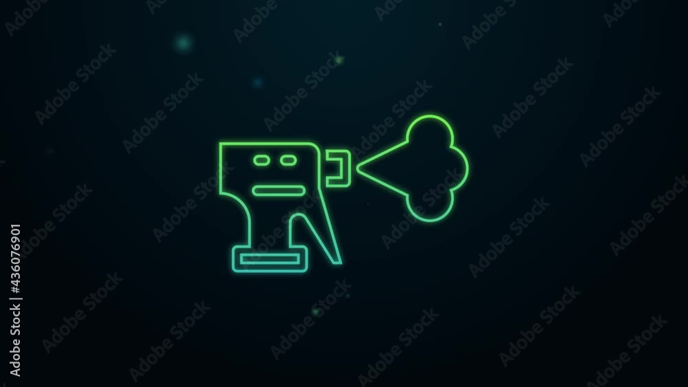 Glowing neon line Hairdresser pistol spray bottle with water icon isolated on black background. 4K Video motion graphic animation Glowing neon line Hairdresser pistol spray bottle with water icon isolated on black background. 4K Video motion graphic animation