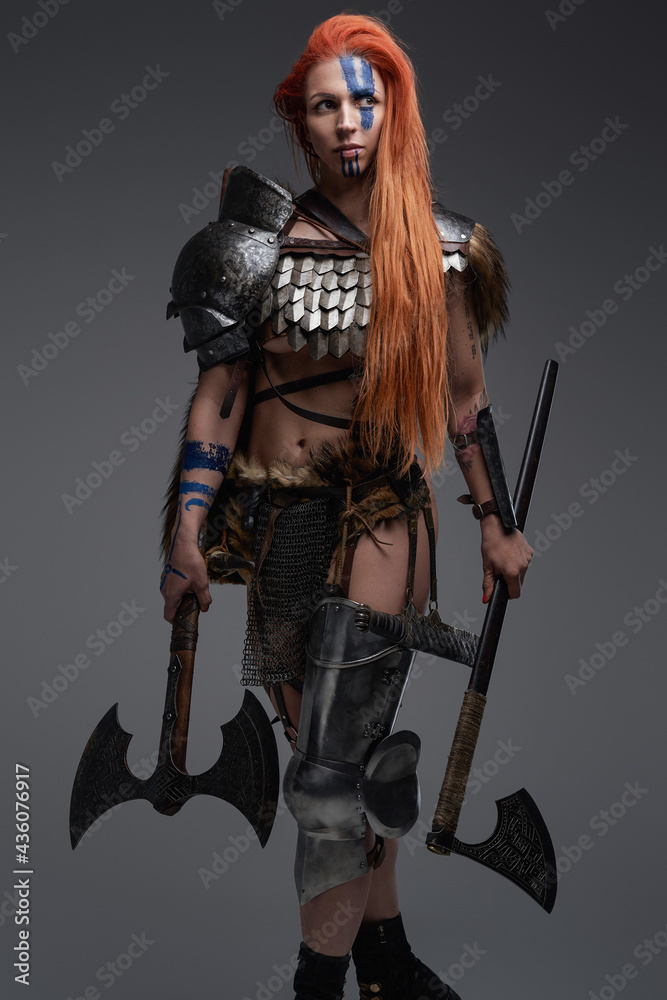 Authentic redhead valkyrie with dual axes and muscular build Authentic redhead valkyrie with dual axes and muscular build