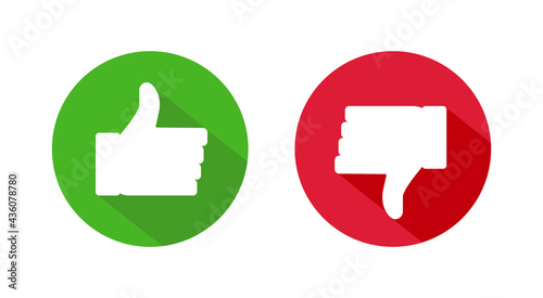 Thumbs up and down vector flat icon