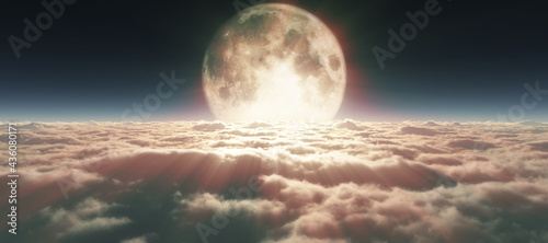 above clouds full moon illustration