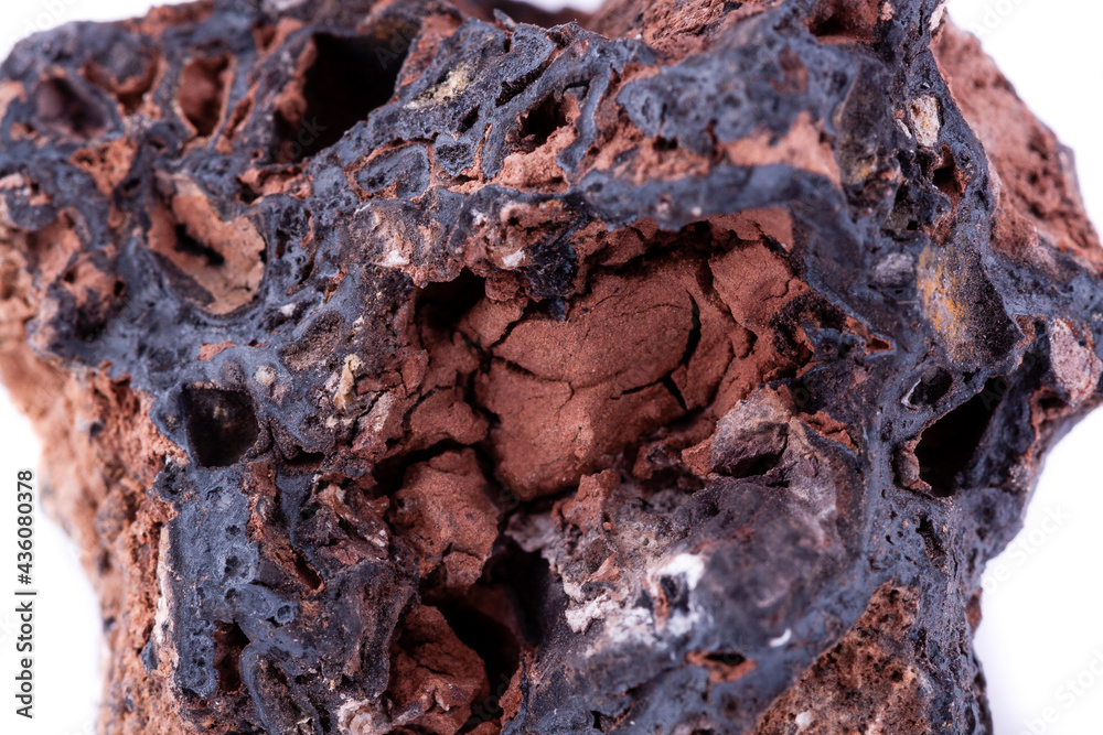 stone macro mineral goethite on a white background stone macro mineral goethite on a white background