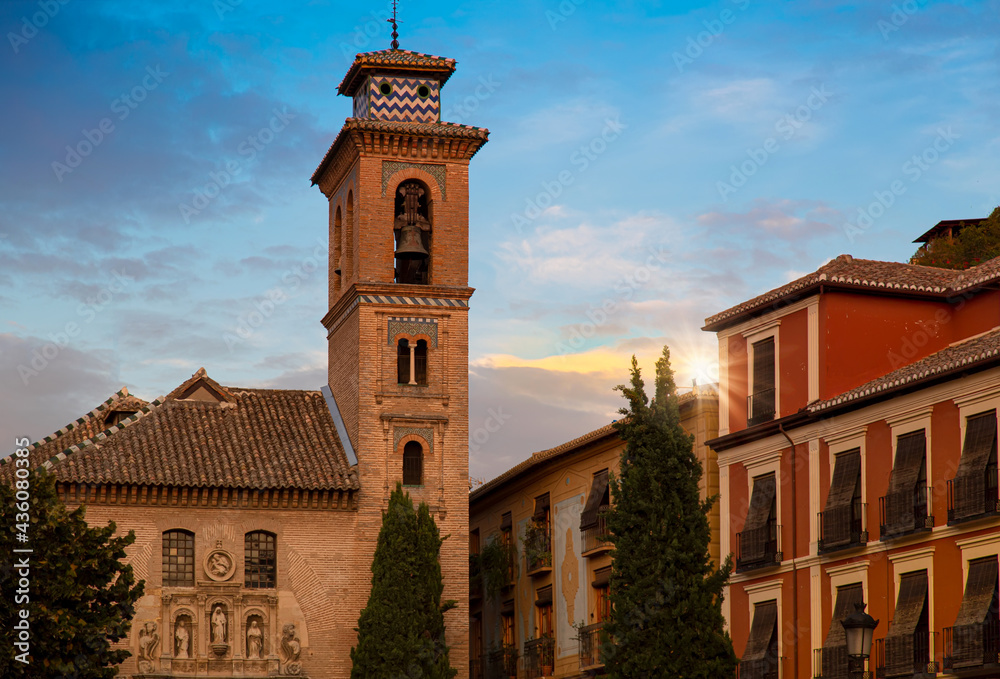Spain, Granada streets and Spanish architecture in a scenic historic city center.