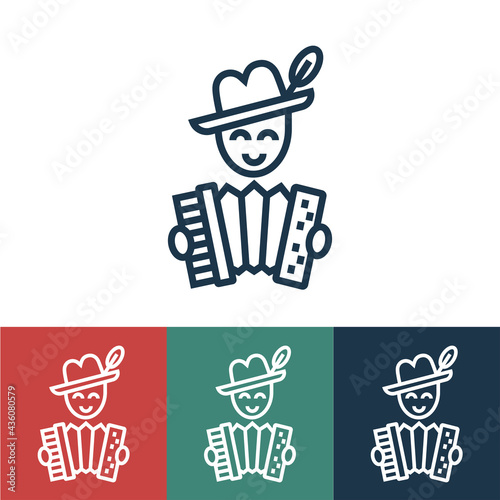 Line icon man plays accordion