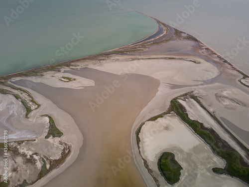aerial view of islands and shallows on the Sivash salt lake near the sea of Azov photo