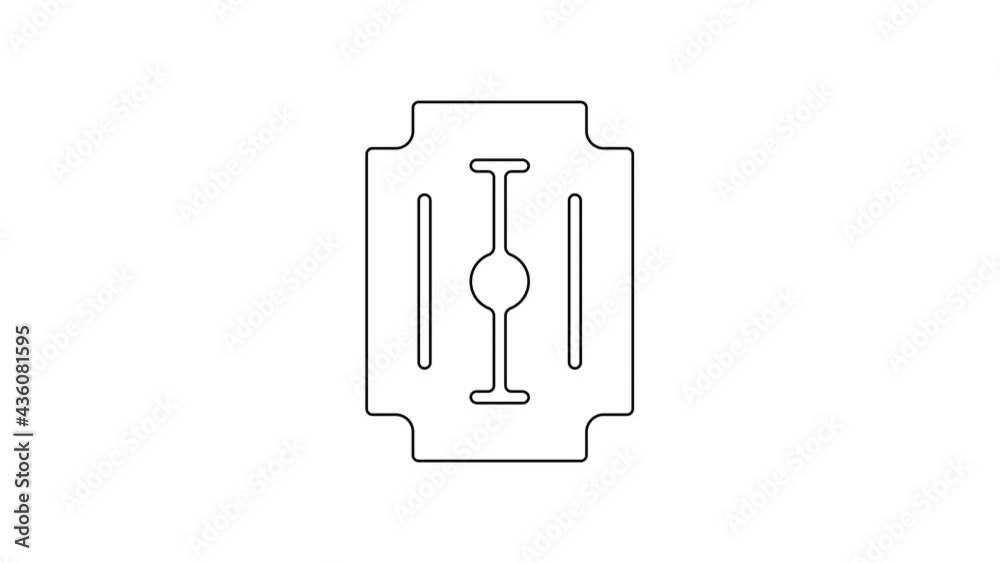 Black line Blade razor icon isolated on white background. 4K Video motion graphic animation Black line Blade razor icon isolated on white background. 4K Video motion graphic animation