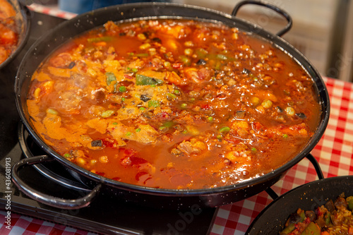Canvas Print Paella preparation at the stre