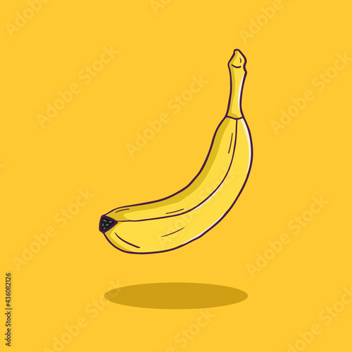 hand drawn fresh banana in doodle style