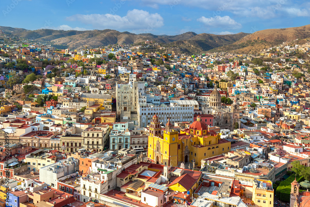 Guanajuato panoramic view from a scenic city lookout.