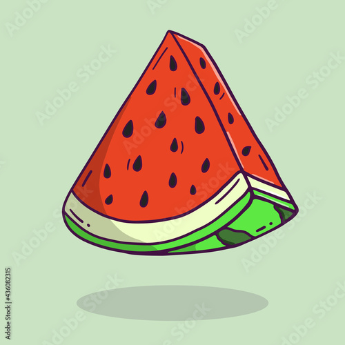 hand drawn fresh watermelon in doodle style