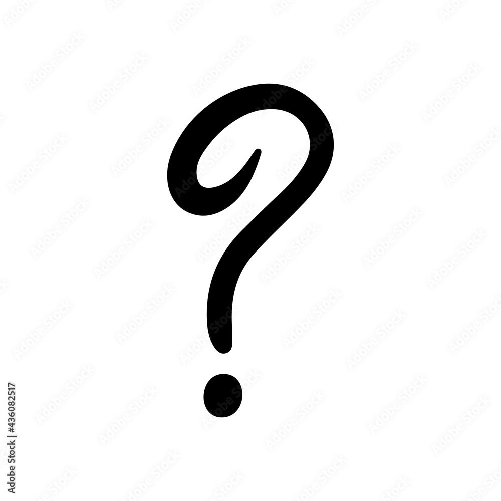 Fototapeta premium Question mark icon. Black contour linear silhouette. Side view. Vector simple flat graphic hand drawn illustration. Texture.