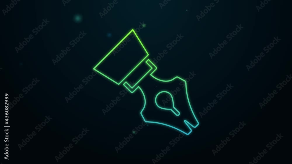 Glowing neon line Fountain pen nib icon isolated on black background. Pen tool sign. 4K Video motion graphic animation Glowing neon line Fountain pen nib icon isolated on black background. Pen tool sign. 4K Video motion graphic animation