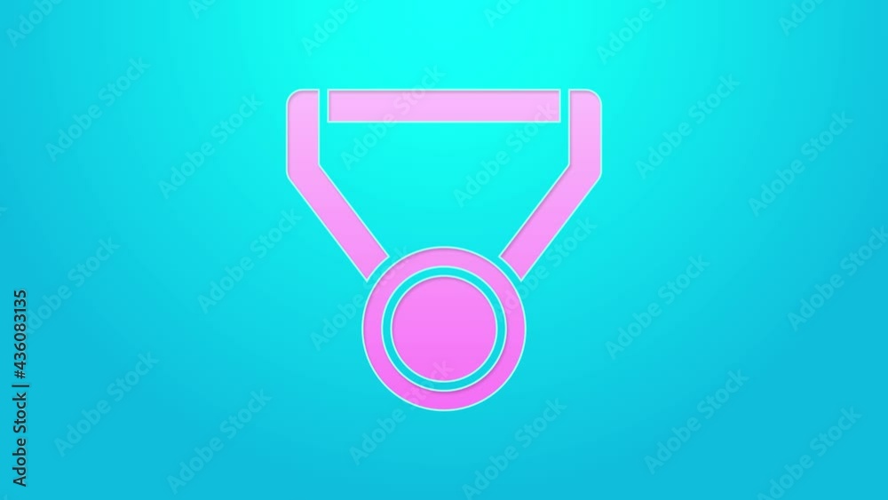 Pink line Medal icon isolated on blue background. Winner symbol. 4K Video motion graphic animation Pink line Medal icon isolated on blue background. Winner symbol. 4K Video motion graphic animation