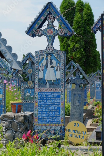 The Merry Cemetery is a cemetery in the village of Sapanta, Maramures county, Romania. In the Merry Cemetery, grave markers celebrate life with beautiful images and gentle wit.