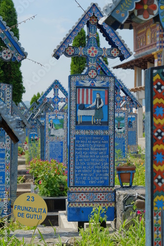 The Merry Cemetery is a cemetery in the village of Sapanta, Maramures county, Romania. In the Merry Cemetery, grave markers celebrate life with beautiful images and gentle wit.