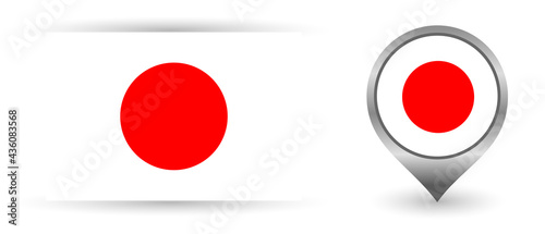 Vector flag Japan. Location point with flag Japan inside