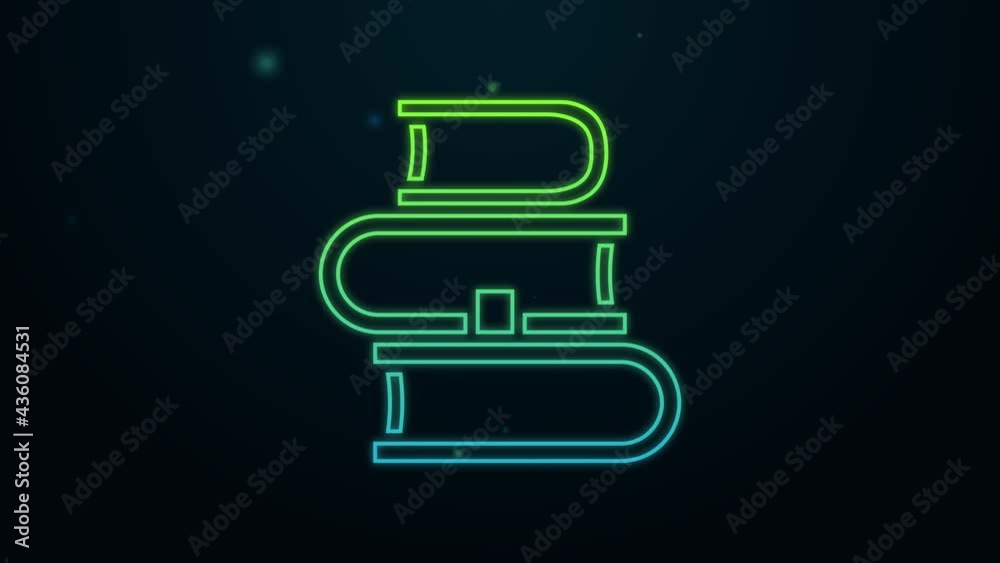 Glowing neon line Book icon isolated on black background. 4K Video motion graphic animation Glowing neon line Book icon isolated on black background. 4K Video motion graphic animation