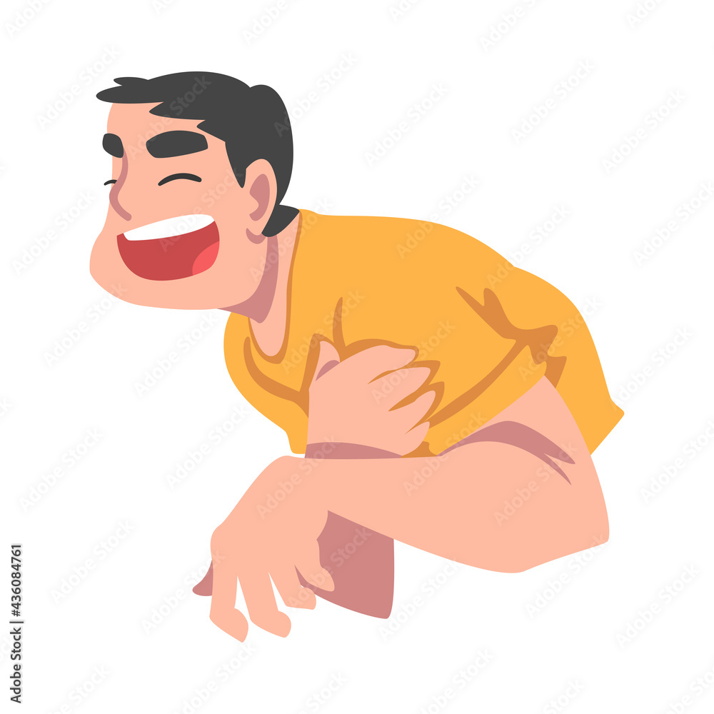 Happy Laughing Young Man, Portrait of Male Person with Joyful Face Expression Cartoon Vector Illustration Happy Laughing Young Man, Portrait of Male Person with Joyful Face Expression Cartoon Vector Illustration