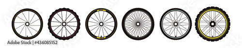 Bicycle wheel sign symbol. Bike rubber mountain tyre, valve. vector illustration flat style.